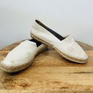 rag & bone Women's Espadrille Runner Ivory Leather Sneakers Size 8.5 EUR 38.5